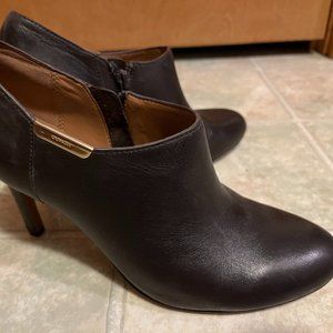 Coach brown leather ankle booties, 7.5